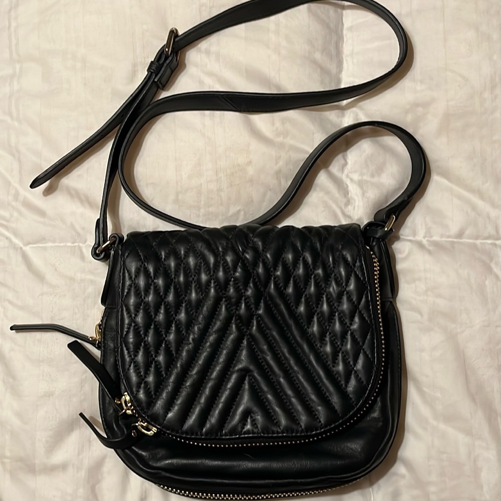 Vince Camuto black leather crossbody bag.